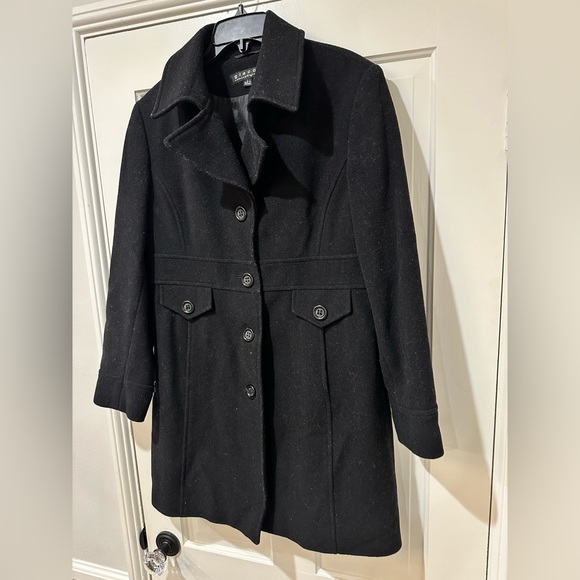 Giacca a gallery company women black wool blend button down pea coat - Picture 2 of 14